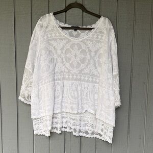 Democracy White Lace Blouse 3X